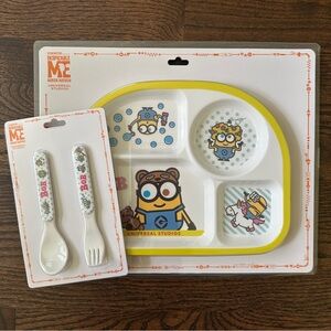 Despicable Me Minion Divided Kids Plate and Utensil Set—Universal Studios